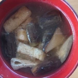 なすと油揚げの味噌汁